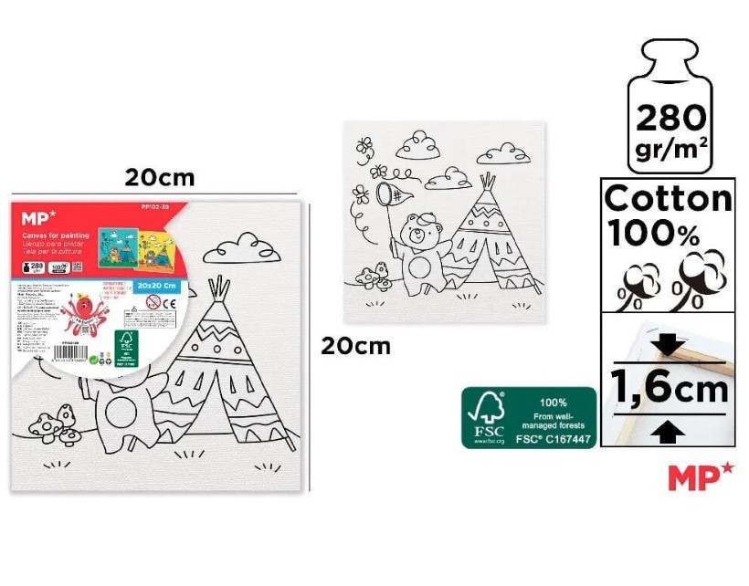 Płótno dziecięce do kolorowania 20x20cm Miś PP102-39 MP